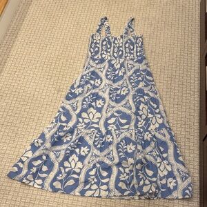 Marine Layer Blue and White Floral Tiered Sundress